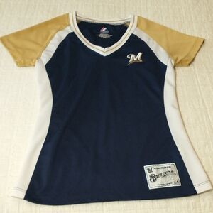 Majestic Brewers Short Sleeve‎ T-shirt, Women's Size Medium, Sports, Baseball